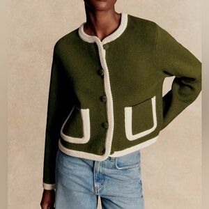 Veste Auguste Sezane Green Jacket / Sweater Size L NWT